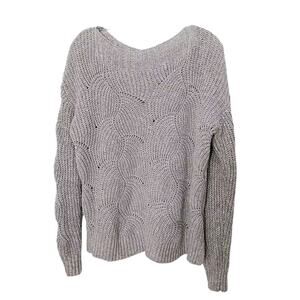 Yarn & Sea Sweater Sz M GRAY Textured Scalloped Traditional Preppy VNTG Y2K Boho